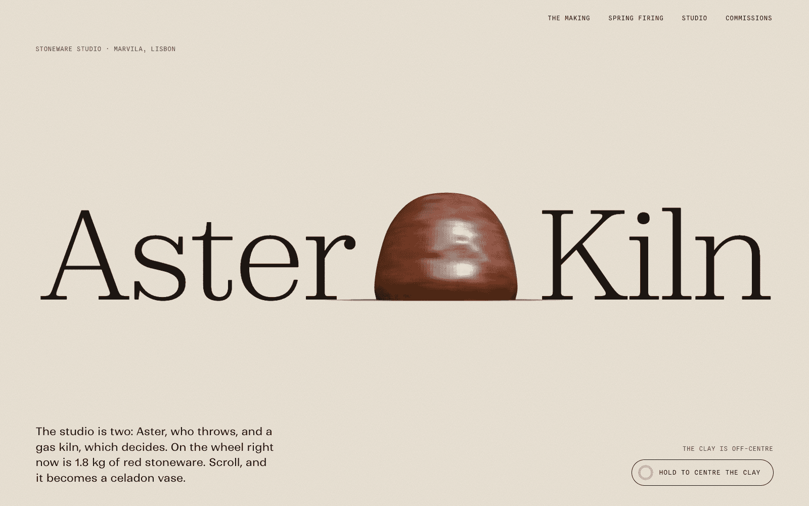 Aster & Kiln, a showcase site made by the Laarpi team